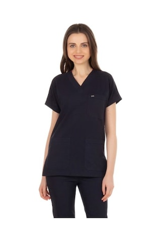 Unisex Likralı Lacivert Doktor / Hemşire Forması