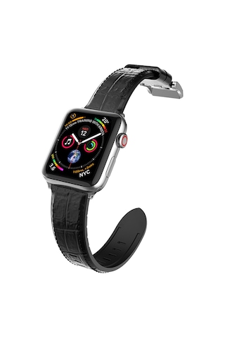 Watch 38mm Uyumlu Deri Kordon Raptic Hybrid Leather Serisi Parlak Siyah