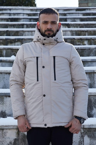 Spor Erkek Polarlı Kürklü Su Ve Rüzgar Geçirmez Kapüşonlu Mont Parka-100 Taş