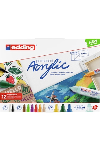 Edding Akrilik Boyama Markörü Yaratıcı Seti 12'Li + Resim Defteri