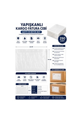 Northcity 26x19 Cm Büyük Boy Yapışkanlı Kargo Fatura Cebi 250 Adet