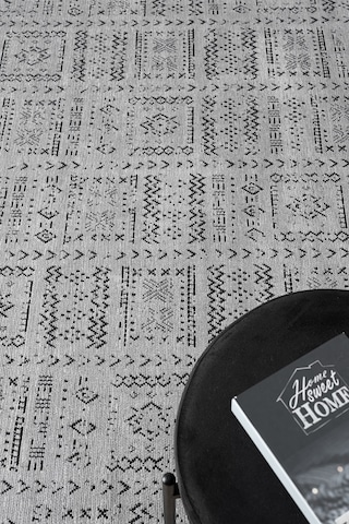 Gaia Gri Halı Yıkanabilir Kaymaz Taban Şönil Kilim Dokuma Pamuk Taban Kilim 10336 Gri