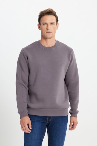 AC&Co / Altınyıldız Classics Erkek Koyu Grı Standart Fit Normal Kesim İçi Polarlı Bisiklet Yaka Sweatshirt Koyu Gri