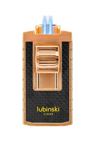 Lubinski Yeni Stil Delicili Çift Torch Puro Çakmağı Gold