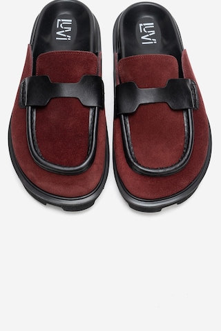 Luvishoes Vela Bordo Süet Hakiki Deri Kadın Terlik Bordo