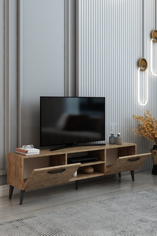 Izco Design Efes Tv Ünitesi 150 Cm 2 Kapaklı Raflı Tv Sehpası Çam