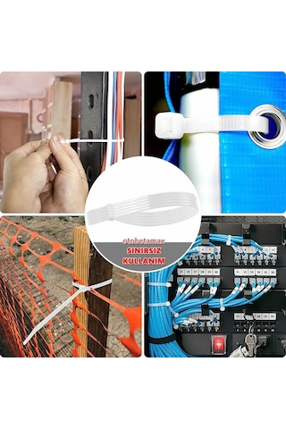 100 Adet 10Cm X 2.5Mm Plastik Cırt Kelepçe Kablo Bağı Beyaz