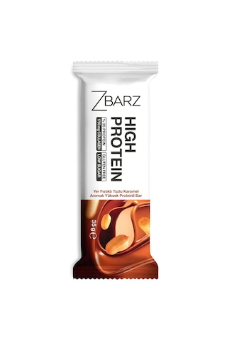Zbarz Yer Fıstıklı Tuzlu Karamel Aromalı Yüksek Protein Bar 12 x 35 G