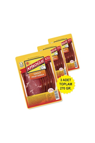 Dilimlenmiş Seçme Dana Pastırma 90 Gr. Üçlü Paket Toplam 270 Gr.