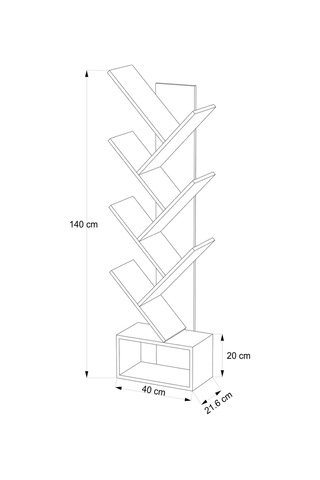 Kitap Ağacı Dekoratif Zigzag Kitaplık 140 Cm Beyaz