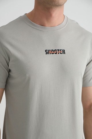 Shooter Sportwear Shooter Erkek T-shirt Minimal Baskılı Pamuklu Kumaş Standart Kalıp Gri
