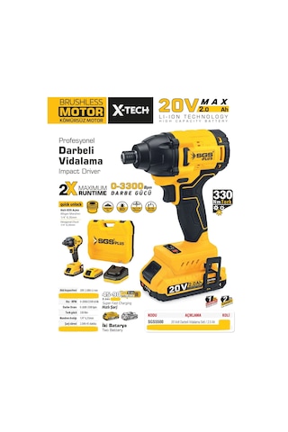SGS 5500 Kömürsüz Çift Akülü Darbeli Vidalama Matkap 20V 2AH