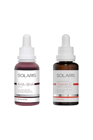 Solaris Cilt Tonu Eşitleyici Aha-Bha Canlandırıcı Serum 30 ML + Leke Karşıtı Vitamin C Serum 30 ML