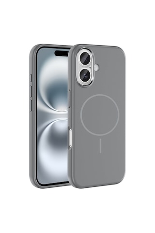 Zore Apple iPhone Uyumlu 16 Kılıf M-safe Şarj Özellikli Metal Kamera Çerçeveli Omsy Edi Silikon Kapak - Turuncu