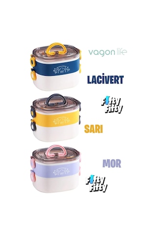 Vagonlife 1200 Ml İki Kat Üç Bölme Paslanmaz Çelik Bento Lunch Box fflbox50251