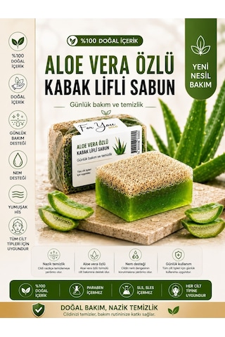Kabak Lifli Aloe Vera Özlü El Yapımı Sabun Kabak Lifi - Lavanta