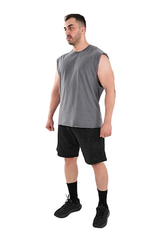 Kingsize Nutrition Kingsize Darksteel Antik Yıkamalı Kolsuz T-shirt Füme