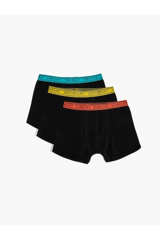 Koton 3'lü Boxer Seti Slogan Yazı Detaylı Siyah 5slm90048mk Siyah