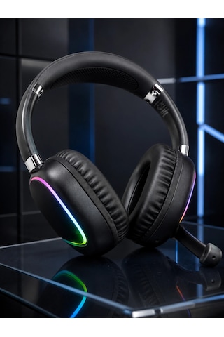 Bluetooth 5.0 Rgb Işıklı Mikrofonlu Kablosuz Kulak Üstü Kulaklık