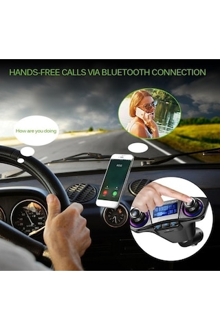 Homyl Yeni Kablosuz Handsfree Arama Araç Kiti Fm Verici Araba Mp3