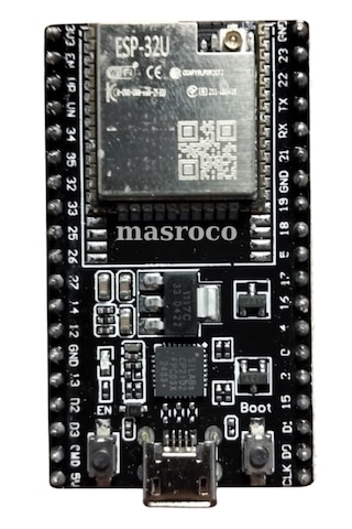 ESP-32U Wi-Fi & Bluetooth Geliştirme Modülü (Siyah PCB – SMA – U.FL/IPEX Dönüştürücü + USB Kablo Dahil)