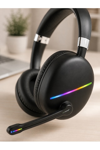 Bluetooth 5.0 Kablosuz Kulak Üstü Kulaklık Mikrofonlu Rgb Aydınlatmalı - Bayi Depom
