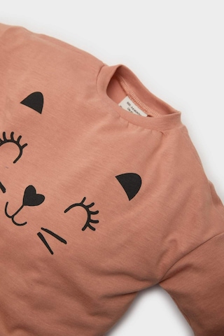 DeFacto Kız Bebek Yenidoğan Bisiklet Yaka Baskılı Penye 2'li Uzun Kollu Tişört E6362A525SPER233 Ekru