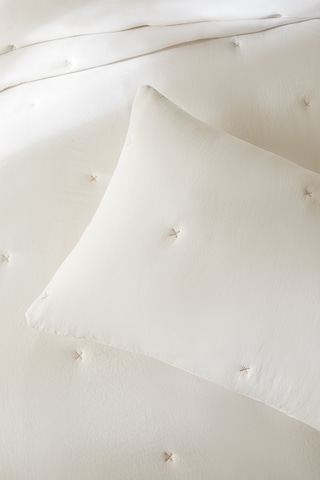 Ocean Home Textile Nakışlı Ekru Çift Kişilik Yatak Örtüsü Seti 1 Adet 250 X 230 / 2 Adet 50 X 70 Cm