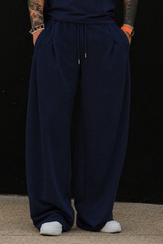 Tarz Cool Erkek Oversize Eşofman Altı Bağcıklı Rahat Kalıp Günlük Basic Jogger Pantolon Lacivert