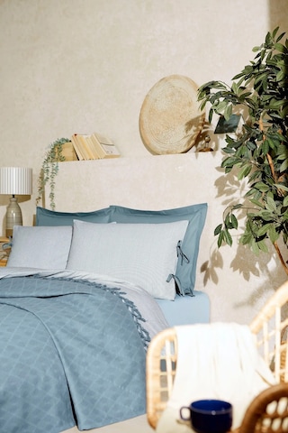 Özdilek Çift Kişilik Natural Pikeli Nevresim Takımı Mavi