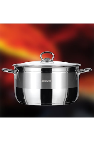 Amboss Saphire 24x14 Çelik Kapaklı 6,0 Lt. Derin Tencere 4196