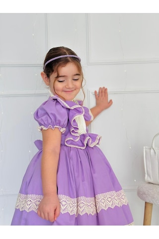 H L Y Karol Tasarım Hercai Lila Vintage Kız Bebek Elbise,doğum Günü Elbise,fotoğraf Çekim Elbise,0-12 Yaş Uygun Lila