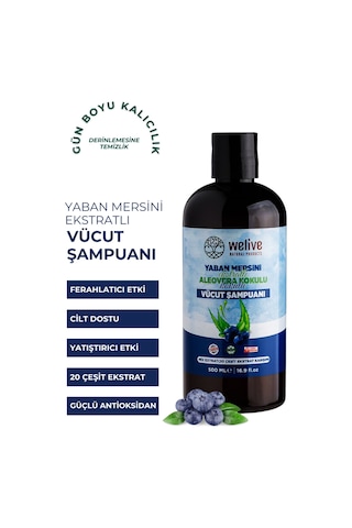 Yaban Mersini Ekstratlı Aleovera Kokulu Vücut Şampuanı - Duş Jeli 500 Ml Tüm Saç Tipleri