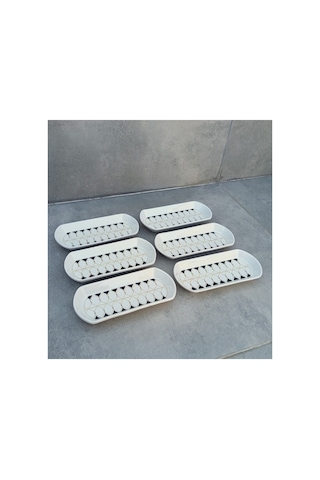 6lı Set Seramik Küçük Boy Oval Kayık Tabak Seti - 9x20cm Beyaz