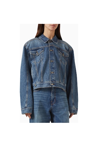 Haikure Renee Boxy Denim Ceket, Oversize Modern Kadın Jean Ceket Mavi