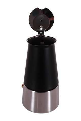 Any Morning Fe001-6 Espresso Kahve Makinesi Paslanmaz Çelik İndüksiyonlu Moka Pot 300 Ml Siyah