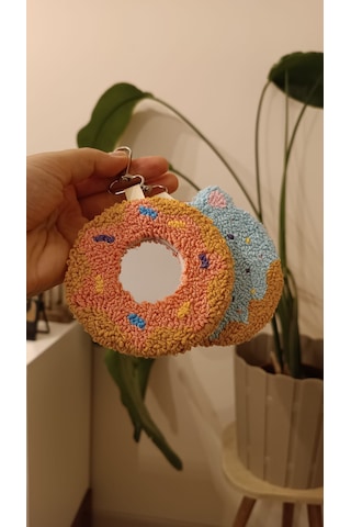Aynalı Donut Anahtarlık Charm Pembe