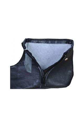 Koyun Derisi İçi Astarlı Fermuarlı Mest Siyah