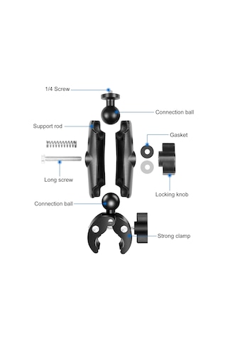 Teltree Pu909b Abs+alüminyum Allyuminiyum Kraba Klembi, 360 Döner İki Top Kafa, Maks. 500g Yük Kapasitesi
