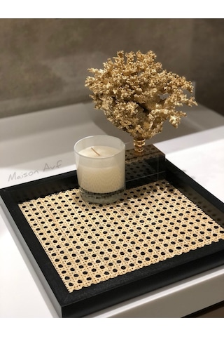 Rattan Hazeran Kare Tepsi Siyah %100 Doğal Hazeran M019