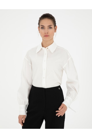 Pierre Cardin Kadın Beyaz Gömlek Desenli 50284669-vr013 Beyaz