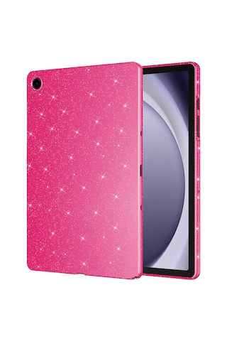 Samsung Galaxy Tab S10 Lite / S10 Fe / S9 Fe 10.9 Uyumlu Simli Parlak Koton Tablet Kılıf Standlı Koruyucu Kapak Koyu Pembe