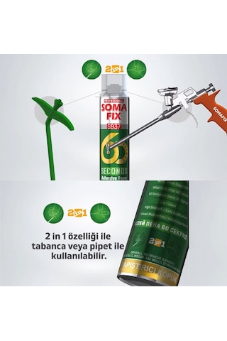 Somafix 60 Saniye 2 Li Kullanım Poliüretan Yapıştırma Köpüğü S937