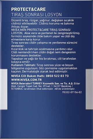 Men Erkek Tıraş Sonrası Losyon Protect&care 100ml, Ferahlatıcı, Aloe Vera, Yatıştırıcı, Nemlendirici