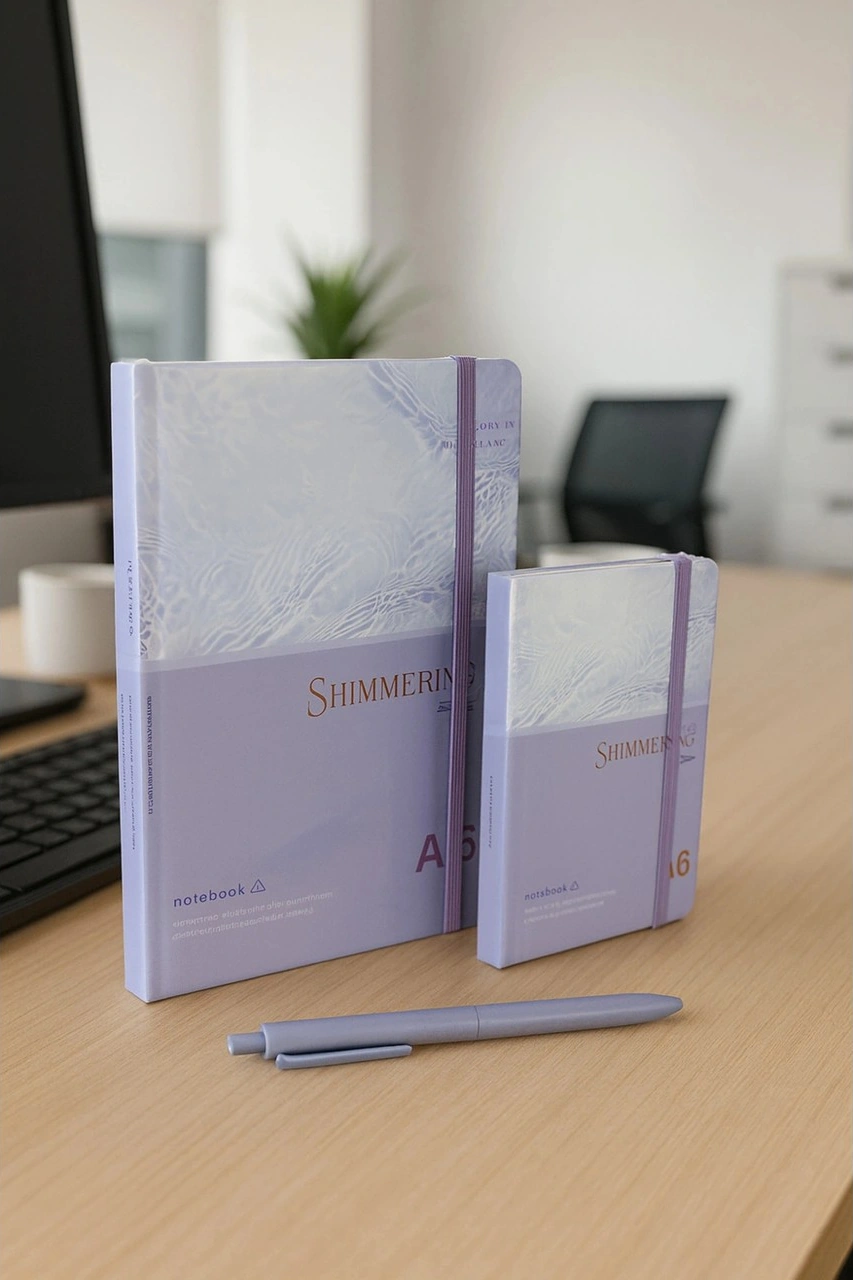 2 Adet Ajanda Çizgili Not Defteri-uçlu Kalem Hediyeli Shimmering Mavi