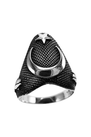 Vog Zihgir Okçu Ay Yıldız Model 925 Ayar Erkek Gümüş Yüzük