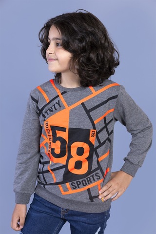 Toontoy Kids Toontoy Erkek Çocuk 58 Baskılı Sweatshirt Antrasit Melanj