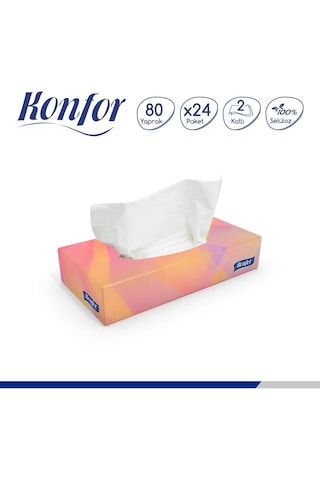 Konfor Kutu Mendil 80 Yaprak 24'lü Koli
