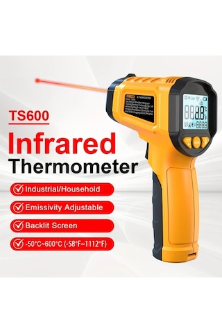 Boatshop1 Hytaıs Infrared Termometre Ts600 Yellow Hizli Okuma Temassiz Genis Sicaklik Araligi -50f 1112f Firin Ve Pisirme İcin