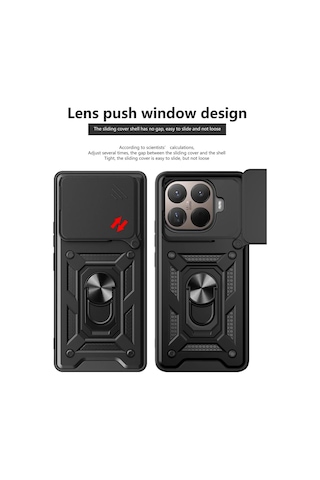 Xiaomi Mi 17t Pro İle Uyumlu Kılıf Magnetik Standlı Kamera Korumalı Sürgülü Kapak Siyah